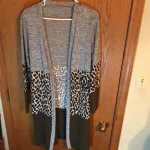 Long leapord cardigan sweater